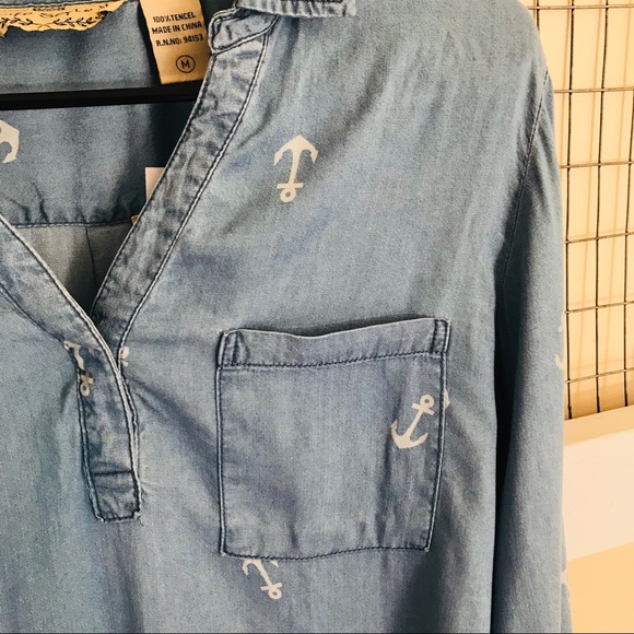 Life Style Nautical Long Sleeve Chambray Shirt - Picture 4 of 8